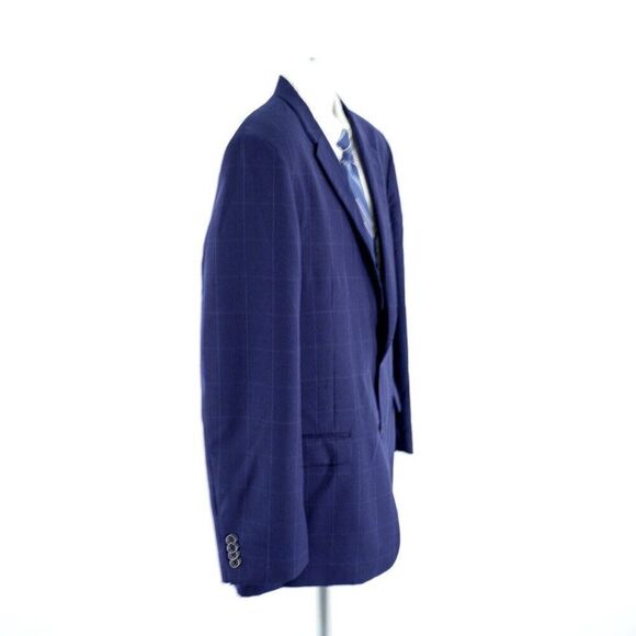 Tommy Hilfiger Blue Wool Polyester Unconstructed Shoulder Windowpane Blazer 42R - Picture 8 of 15